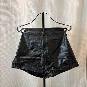 superdown Black Faux Leather High-Waist Shorts